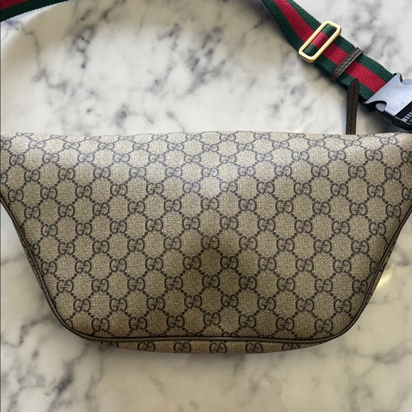 Designer inspired Brown Belt Bag with Multicolor Accents - Picture 4 of 4